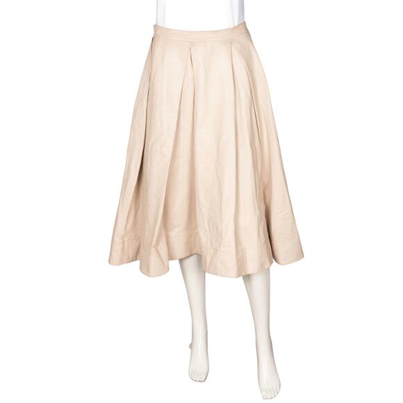 Marni Dresses & Skirts - MARNI Beige Pleated Leather Midi Skirt Size M